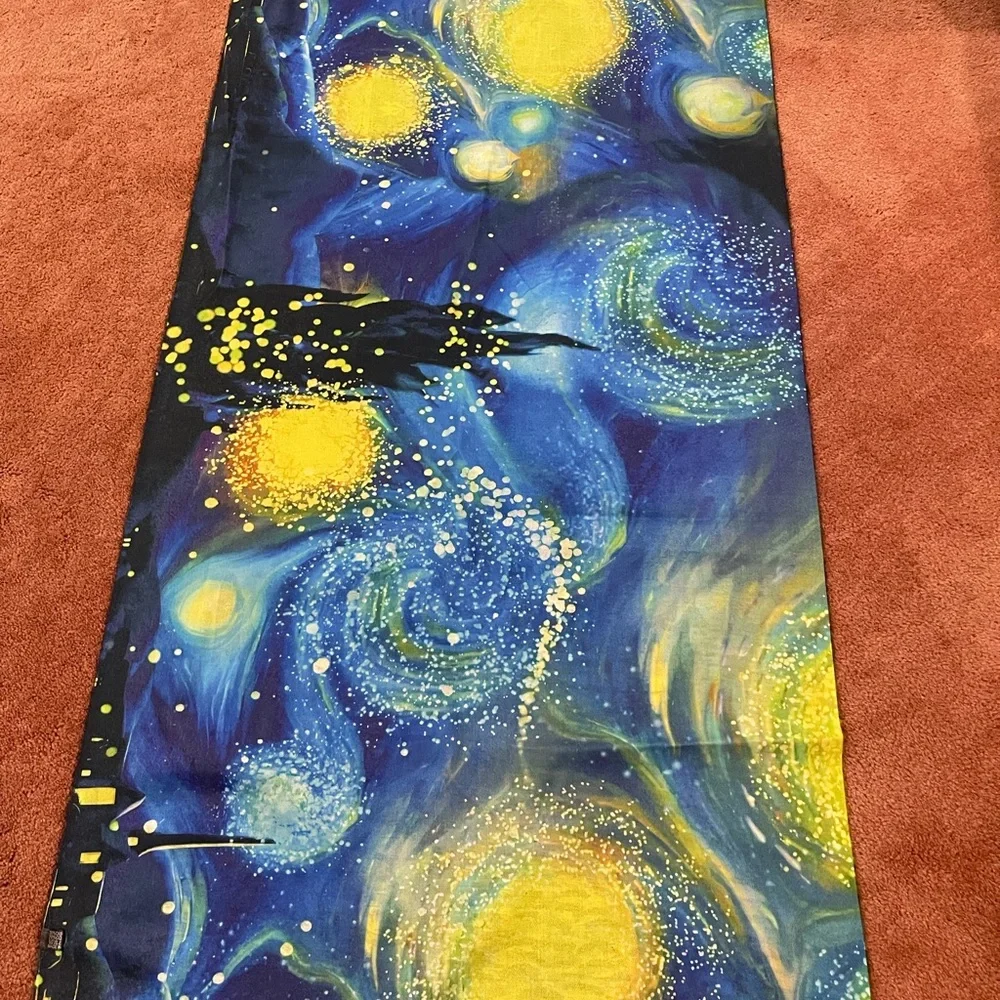 Starry Night Café scarf /shawl NWOT/double sided